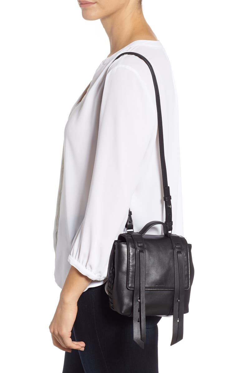 AllSaints Fin Mini Leather Convertible Backpack, Alternate, color,