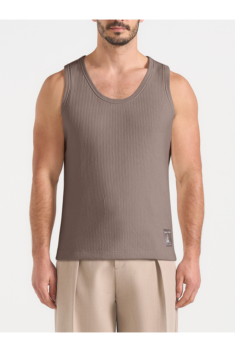 Justin Ribbed Cotton Vest, Main, color, Mushroom
