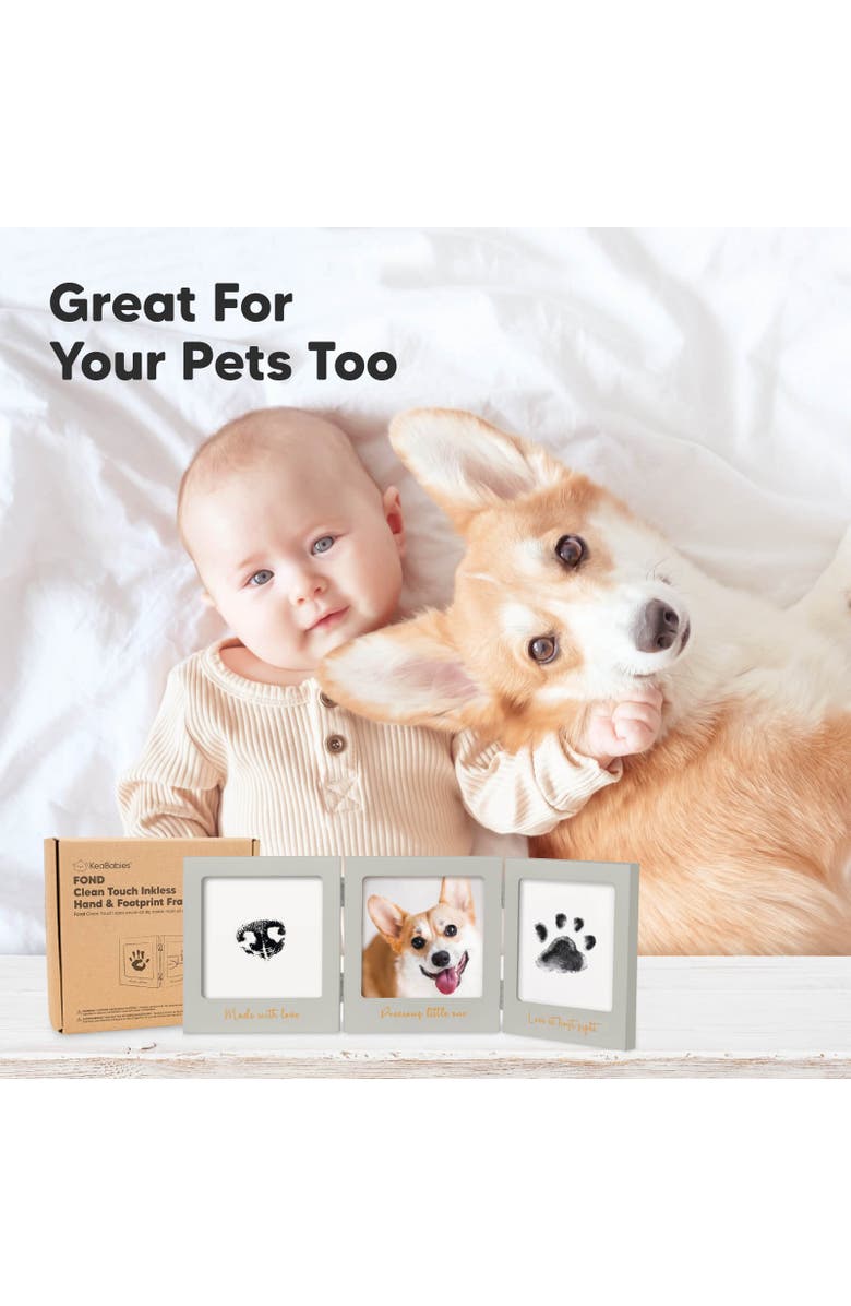 KeaBabies Fond Clean Touch Inkless Hand and Footprint Frame, Alternate, color, Cloud Gray/Gold