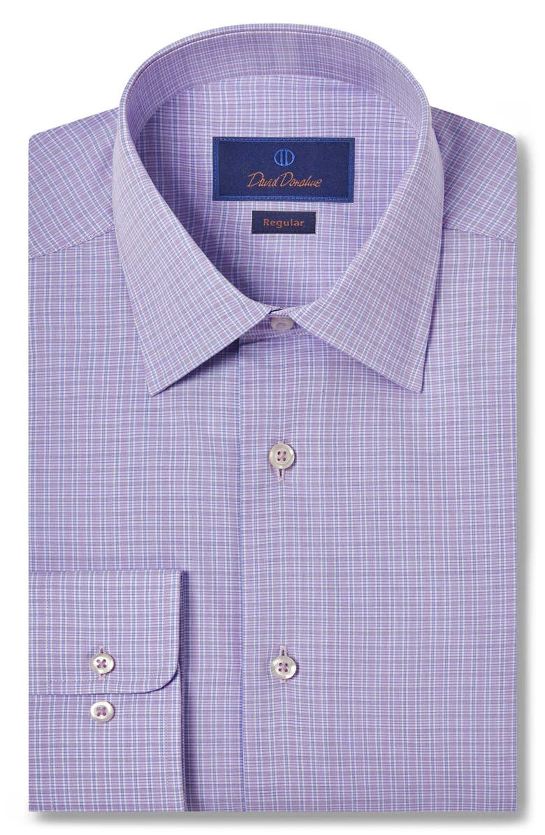 David Donahue Regular Fit Poplin Check Dress Shirt, Main, color, 