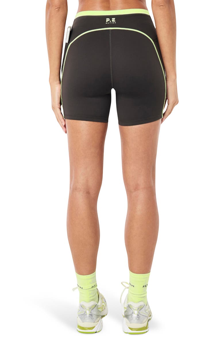 P.E Nation Rapid Bike Shorts, Alternate, color, Caviar/ Washed Lime