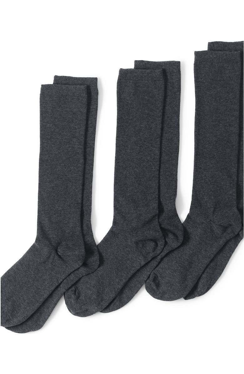 Lands' End 3-Pack Everyday Basic Trouser Socks, Main, color, Charcoal Heather