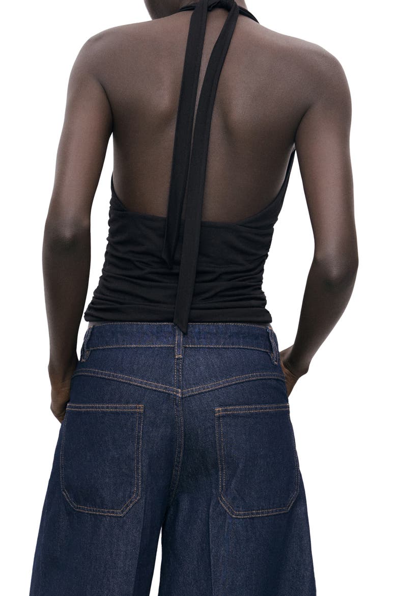 V-Neck Halter Top, Alternate, color, BLACK