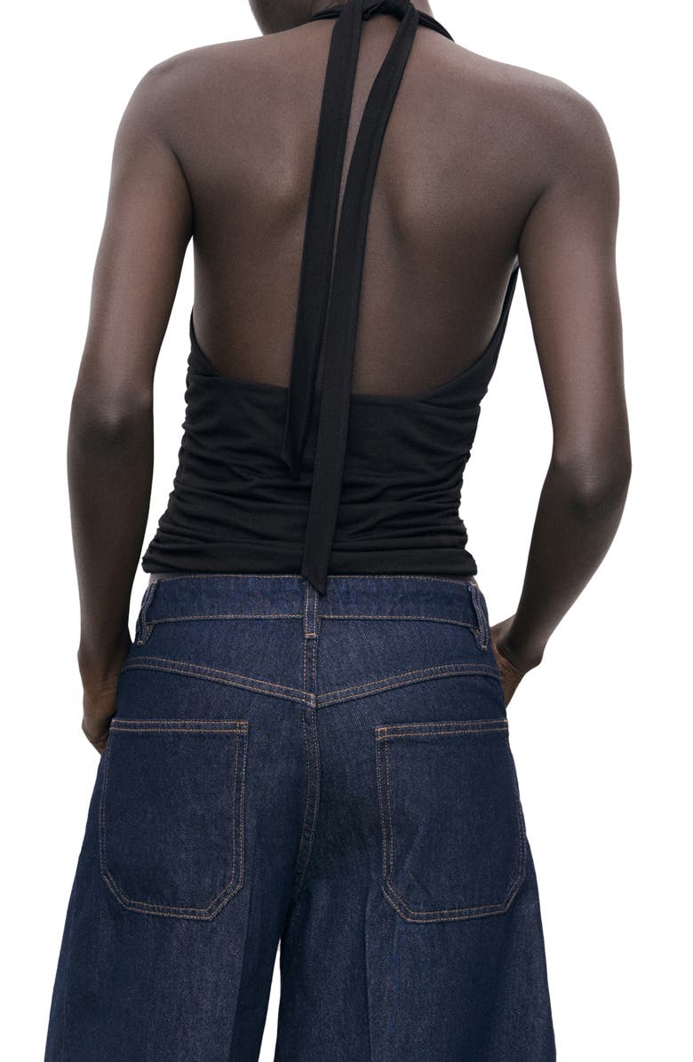 MANGO V-Neck Halter Top, Alternate, color, Black