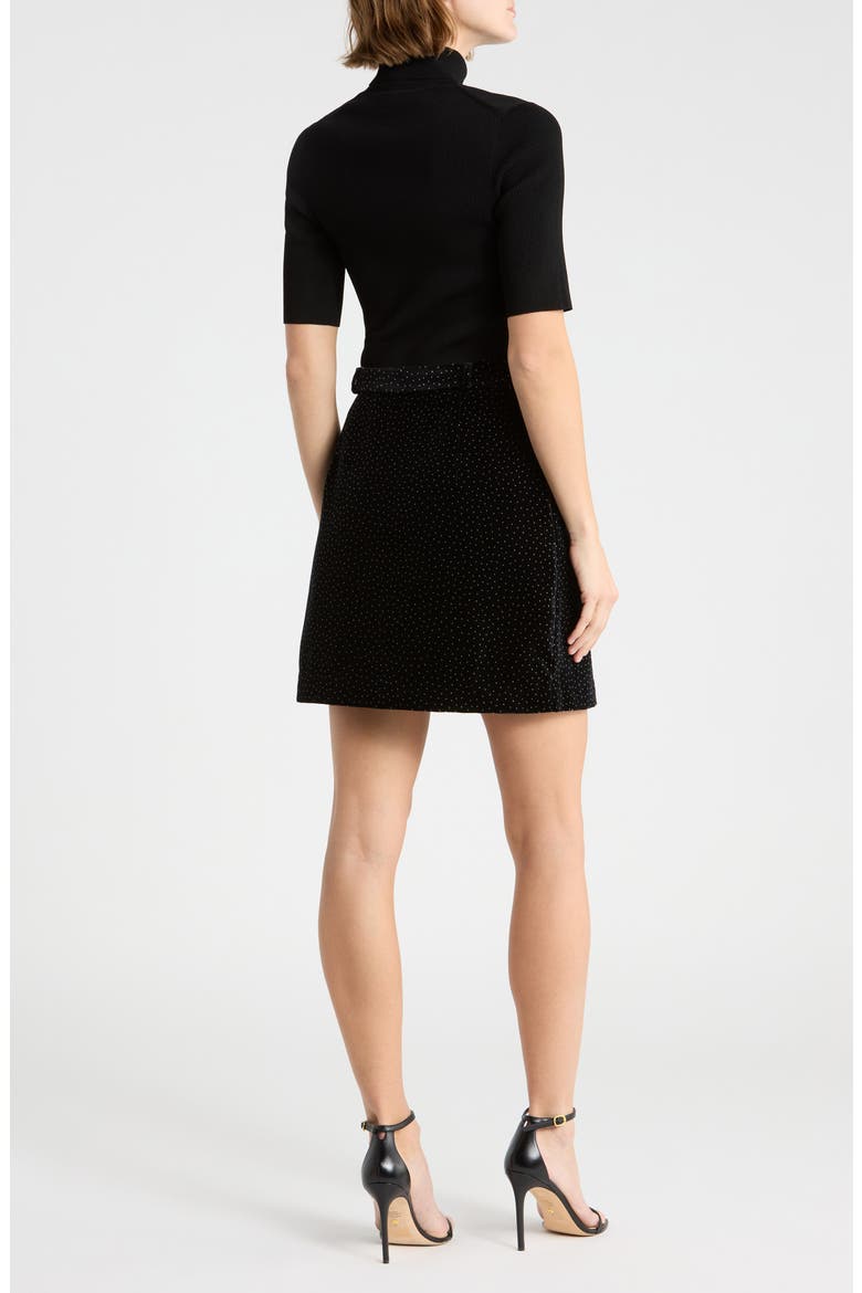 Short Sleeve Mixed Media Minidress, Alternate, color, BLACK