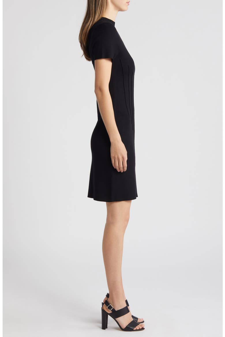 Pintuck Fitted Sheath Dress, Alternate, color, BLACK