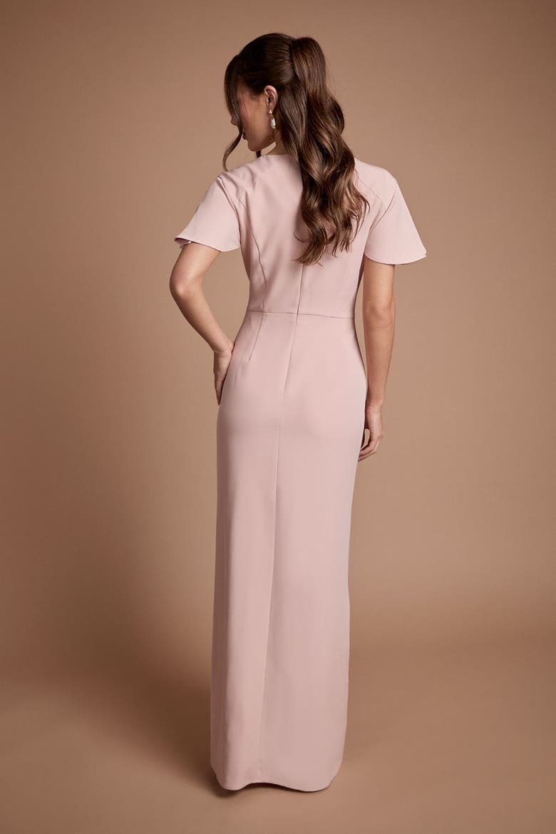 Crepe Fold Bridesmaid Maxi Dress, Alternate, color, Blush