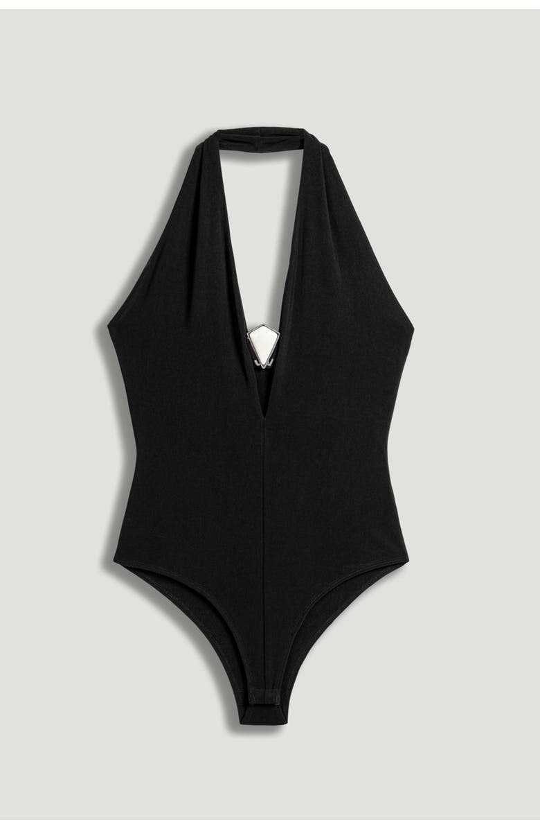 Nocturne Halter Deep V Blouse, Alternate, color, Black