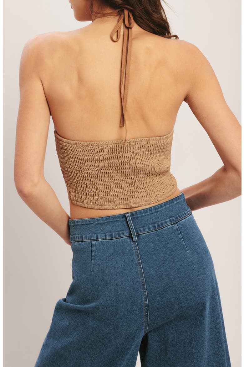 Keyhole Halter Crop Top, Alternate, color, TAUPE