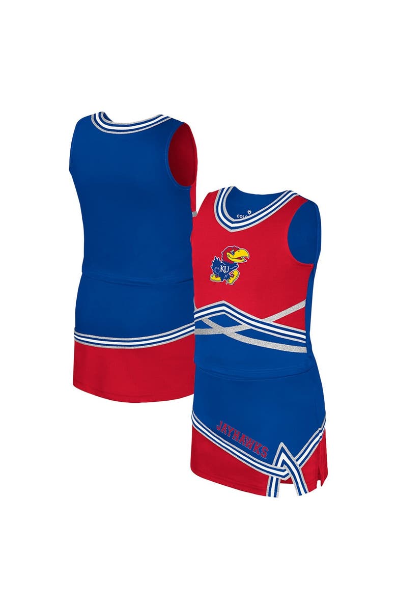 COLOSSEUM Girls Youth Colosseum Royal Kansas Jayhawks Lollipop Park Cheer Two-Piece Set, Main, color, Royal