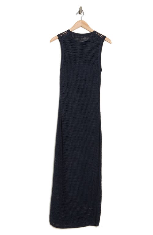 Theory Open Stitch Linen Blend Tank Sweater Dress In Nocturne Way