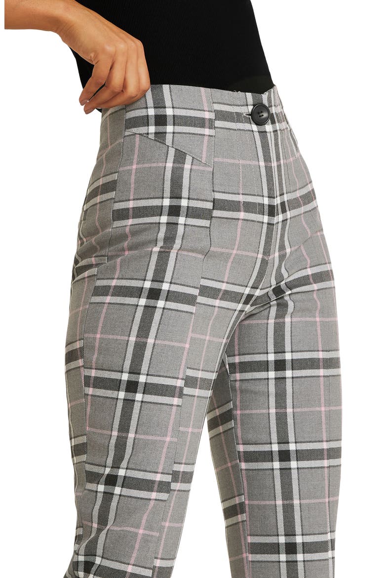 Plaid Split Front Cigarette Pants, Alternate, color, GREY