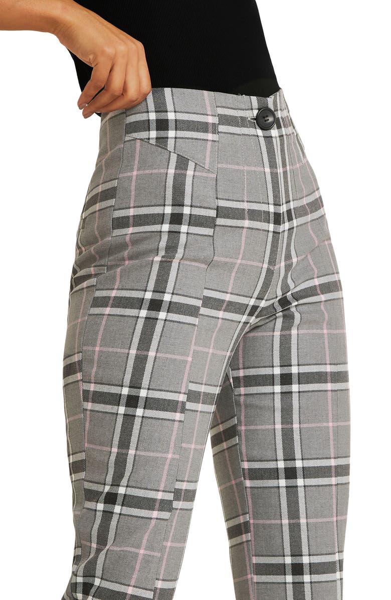 River Island Plaid Split Front Cigarette Pants, Alternate, color,