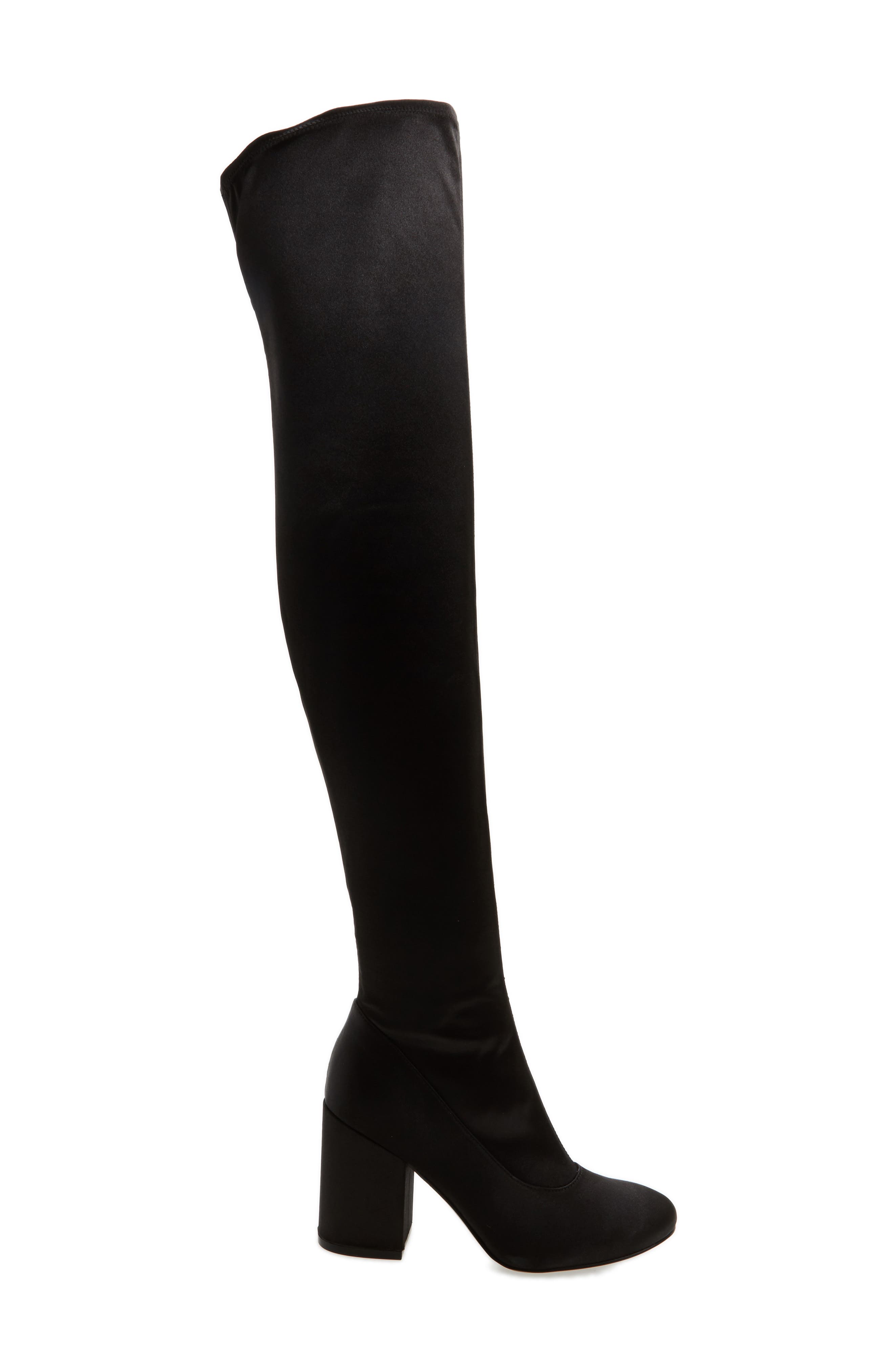 Praye Over the Knee Boot, Alternate, color, BLACK FAUX SATIN
