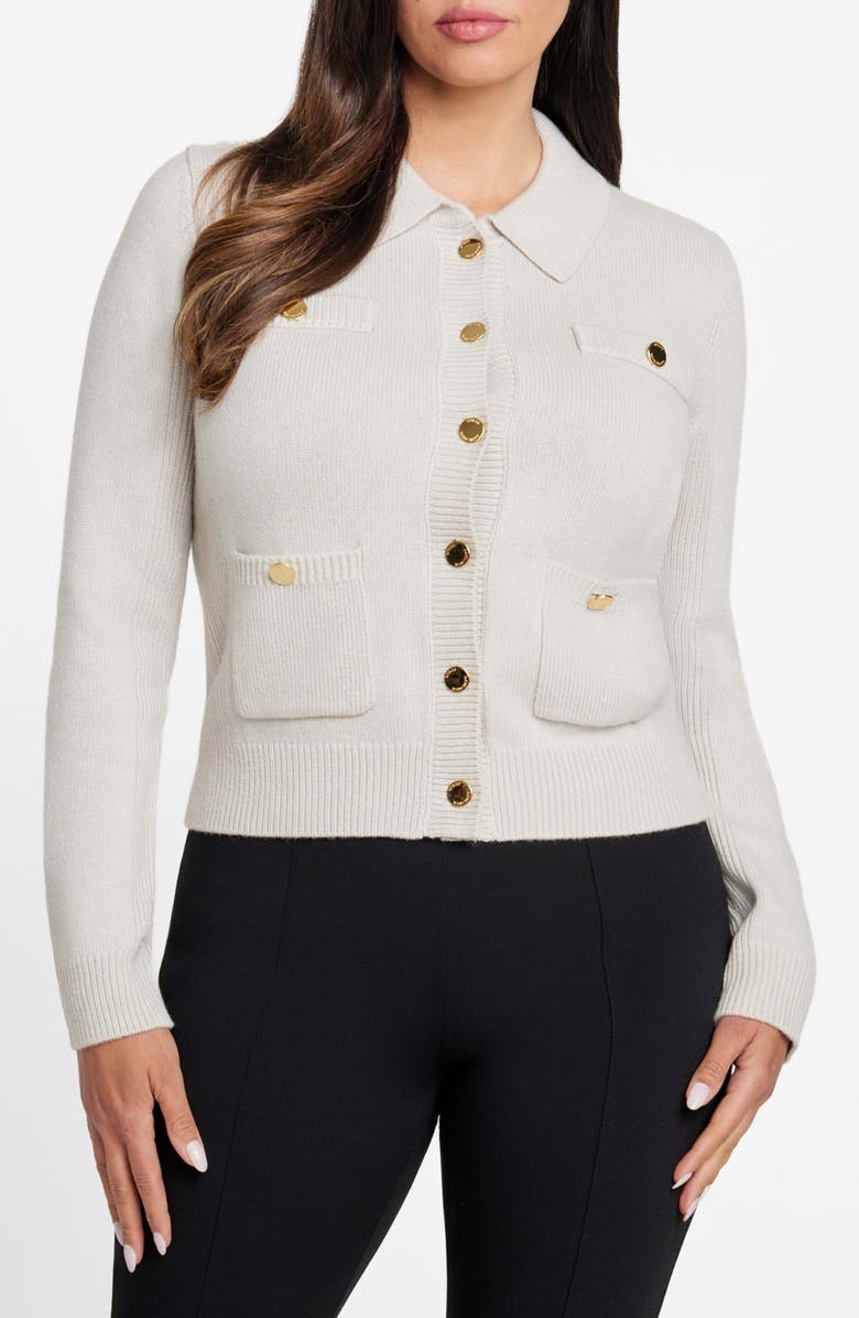 Marciano Afrah Pocket Cardigan, Main, color, Light Grey