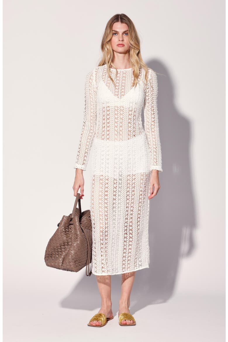 Ira Long Sleeve Open Stitched Dress, Alternate, color, WHITE