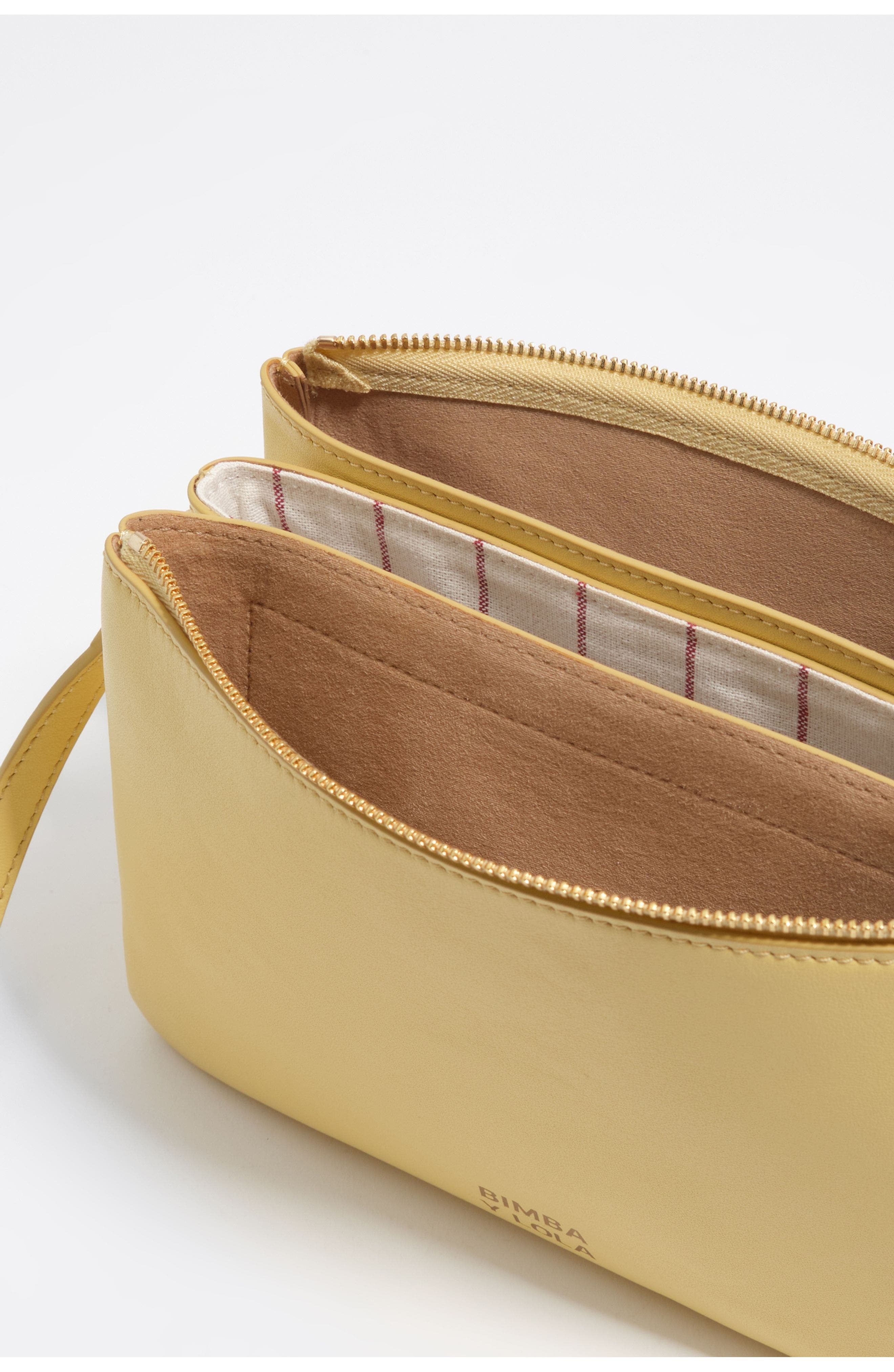 Mini Leather Triple Clutch Bag, Alternate, color, BANANA