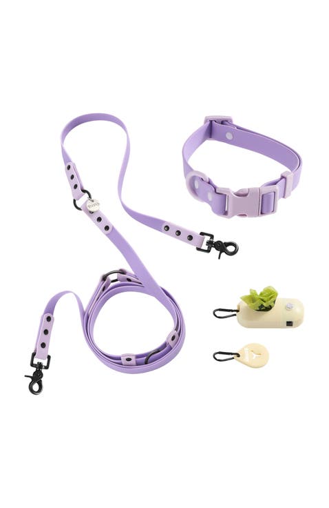 Luna 8FT Adjustable 6-in-1 Waterproof Hands-Free Leash and Collar with LED Flashlight, Bag Dispenser, and Poop Bag Holder