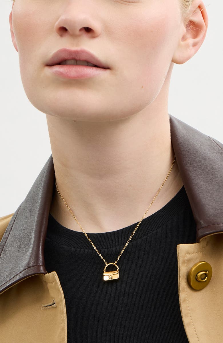 COACH Tabby Pendant Necklace, Alternate, color, Shiny Gold