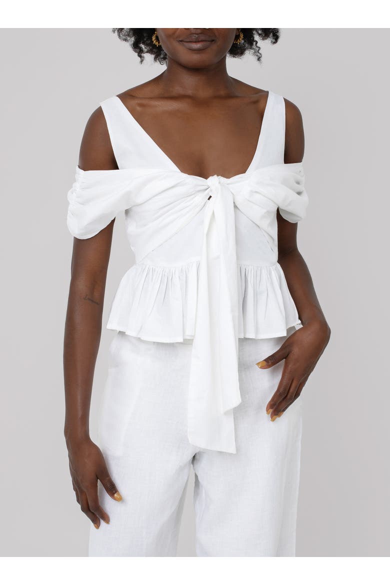 Usha Poplin Peplum Top, Alternate, color, White