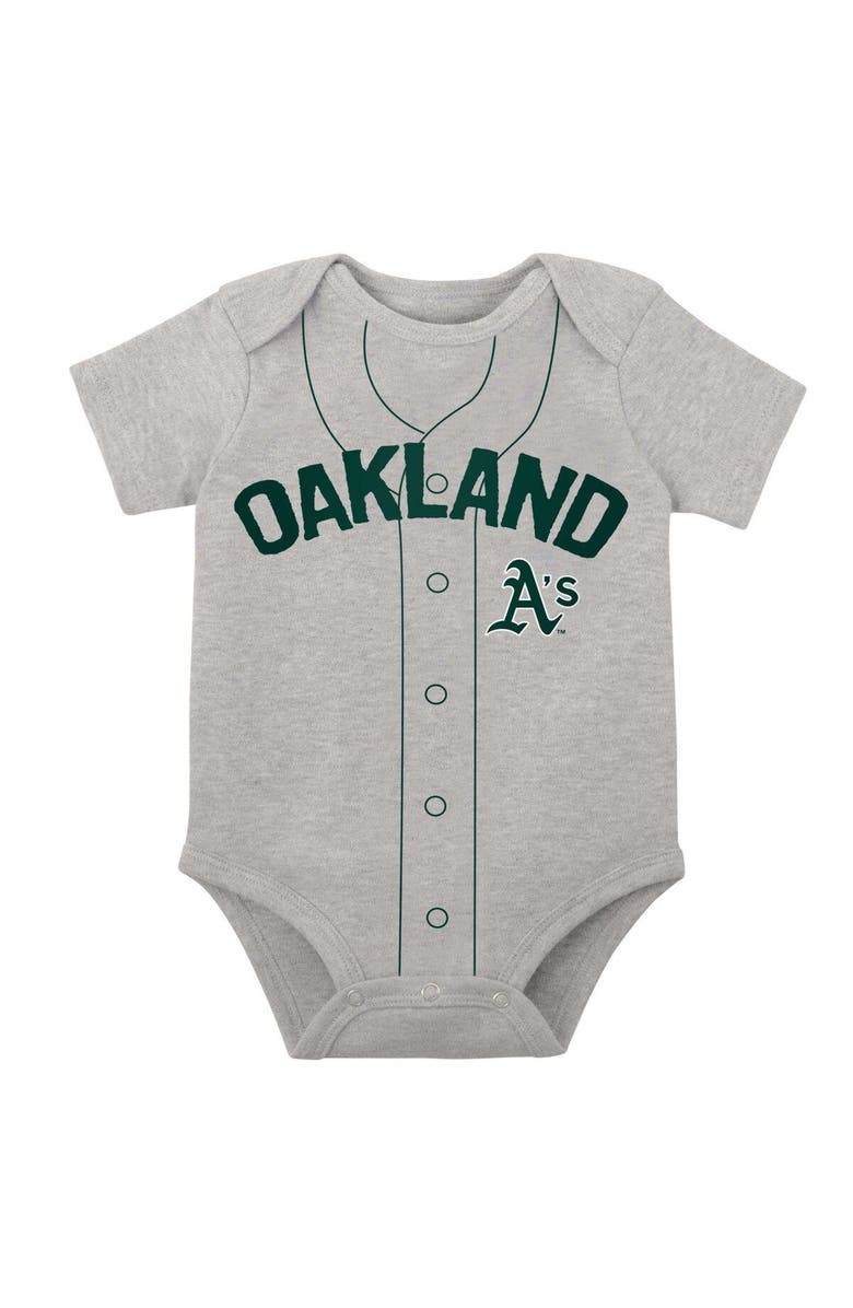 Outerstuff Newborn & Infant White/Heather Gray Oakland Athletics Little Slugger Two-Pack Bodysuit Set, Alternate, color,