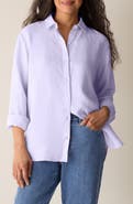 Eileen Fisher Classic Collar Organic Linen Long Button-Up Shirt