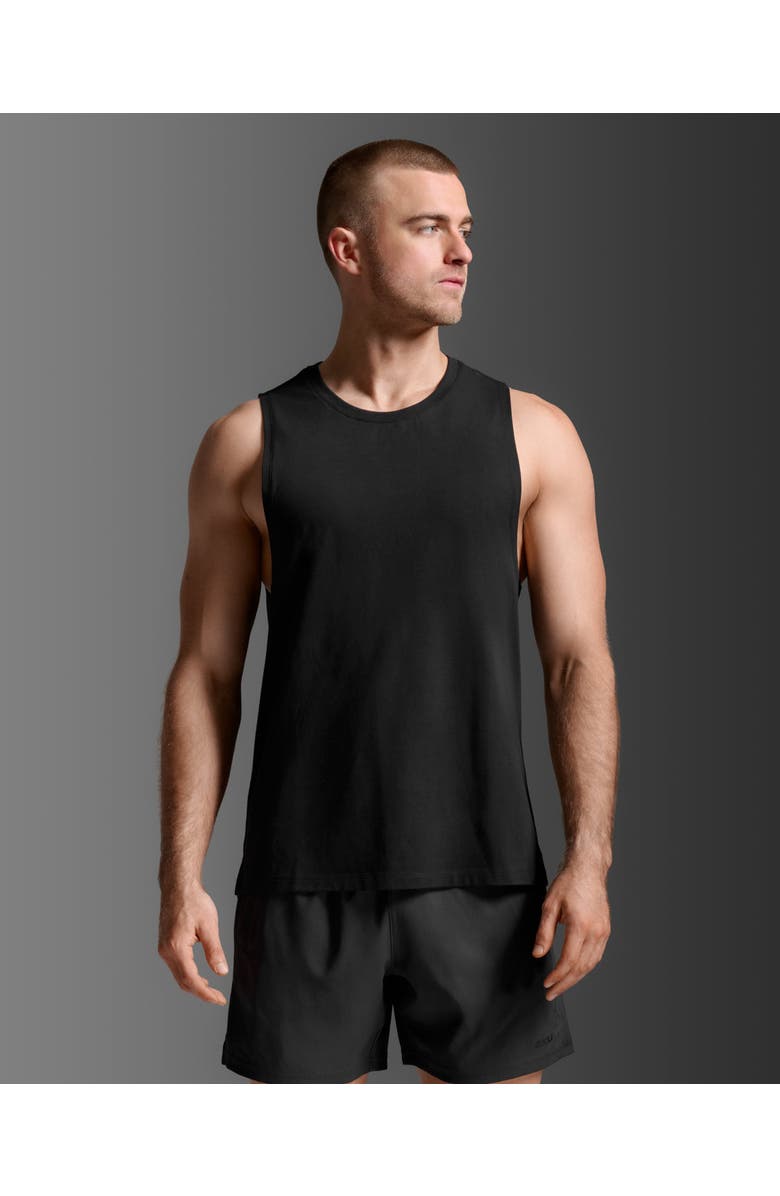 2XU Motion Cotton Flex Tank, Alternate, color, Black/Black