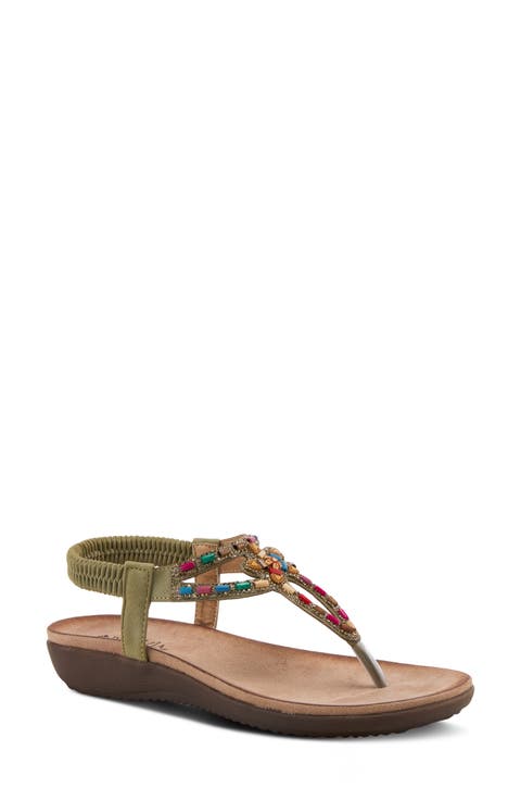Crema Beaded Thong Sandal