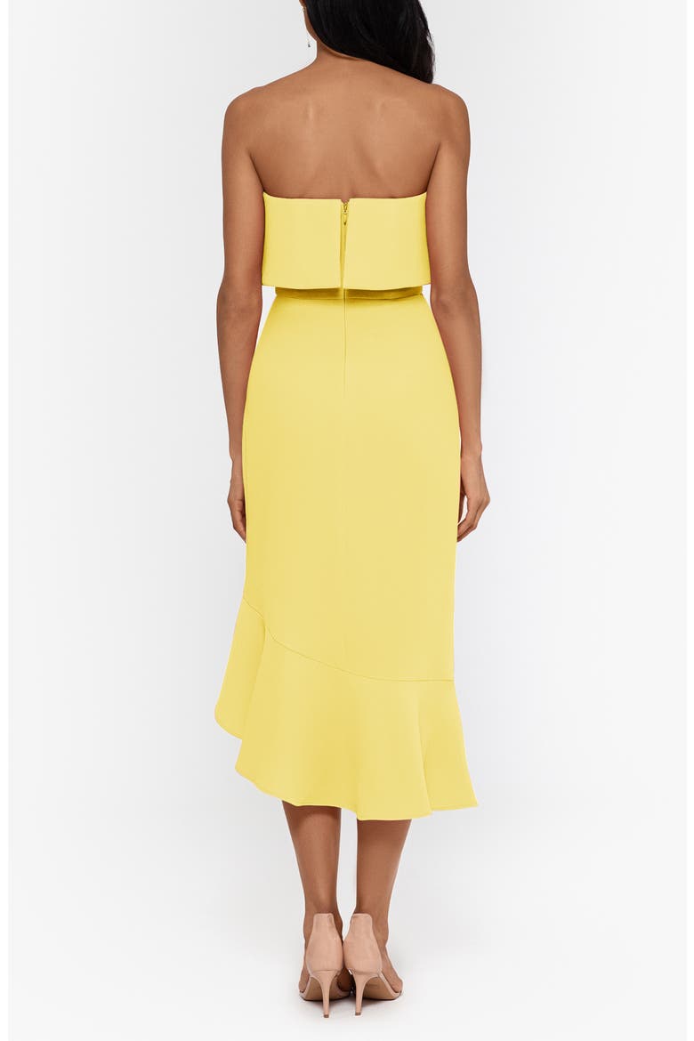 Xscape Crepe Bustier Ruffle Skirt Dress, Alternate, color, LEMON