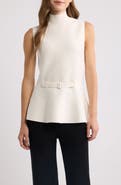 Anne Klein Sleeveless Belted Peplum Sweater