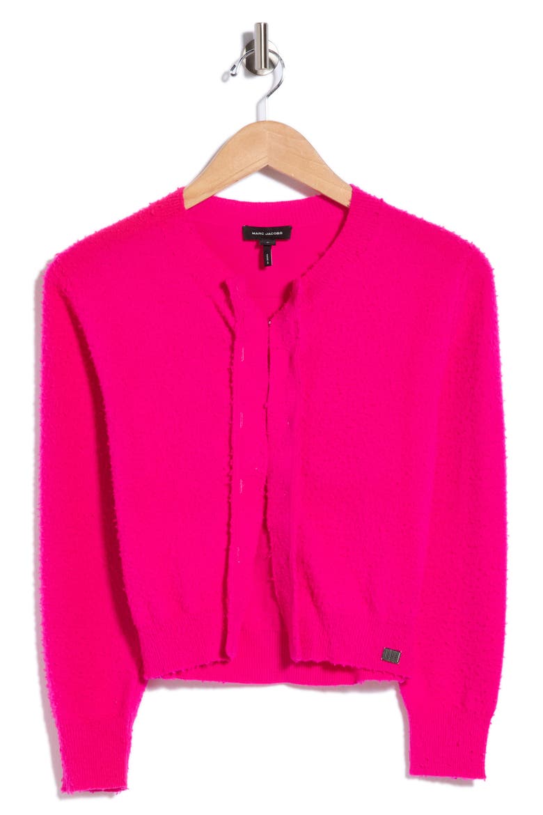 Pilled Hook and Eye Wool Cardigan, Main, color, HOT PINK