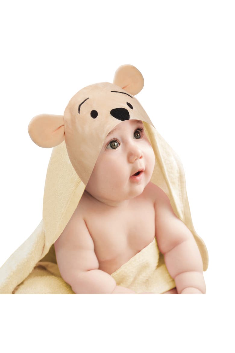 Disney Baby Winnie the Pooh Cotton Hooded Baby Bath Towel, Main, color, Tan