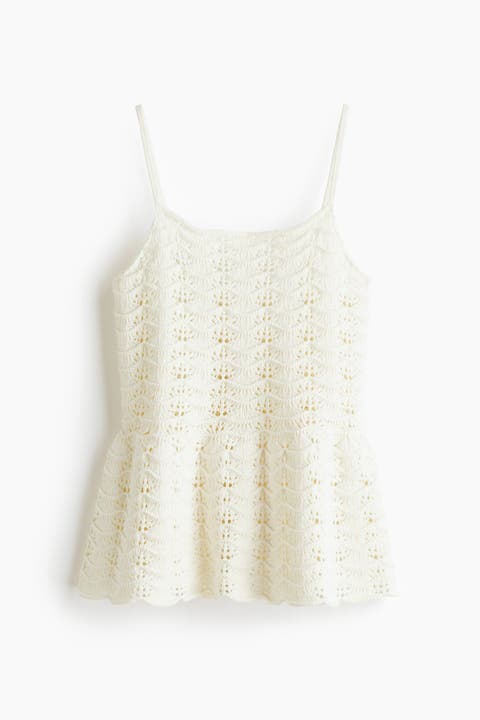 Crochet-look Peplum Top