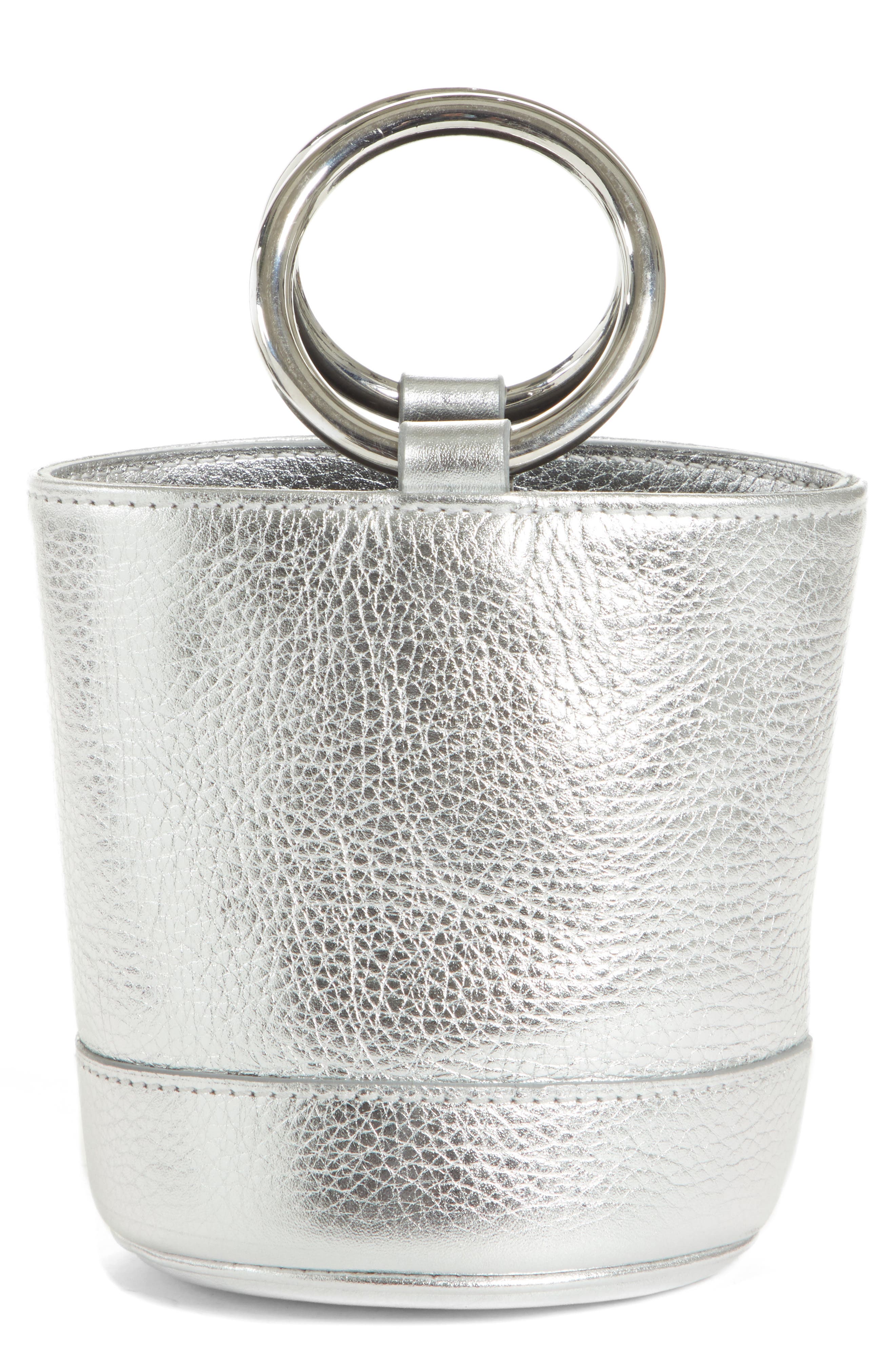 Bonsai 15 Calfskin Leather Bucket Bag, Main, color, SILVER
