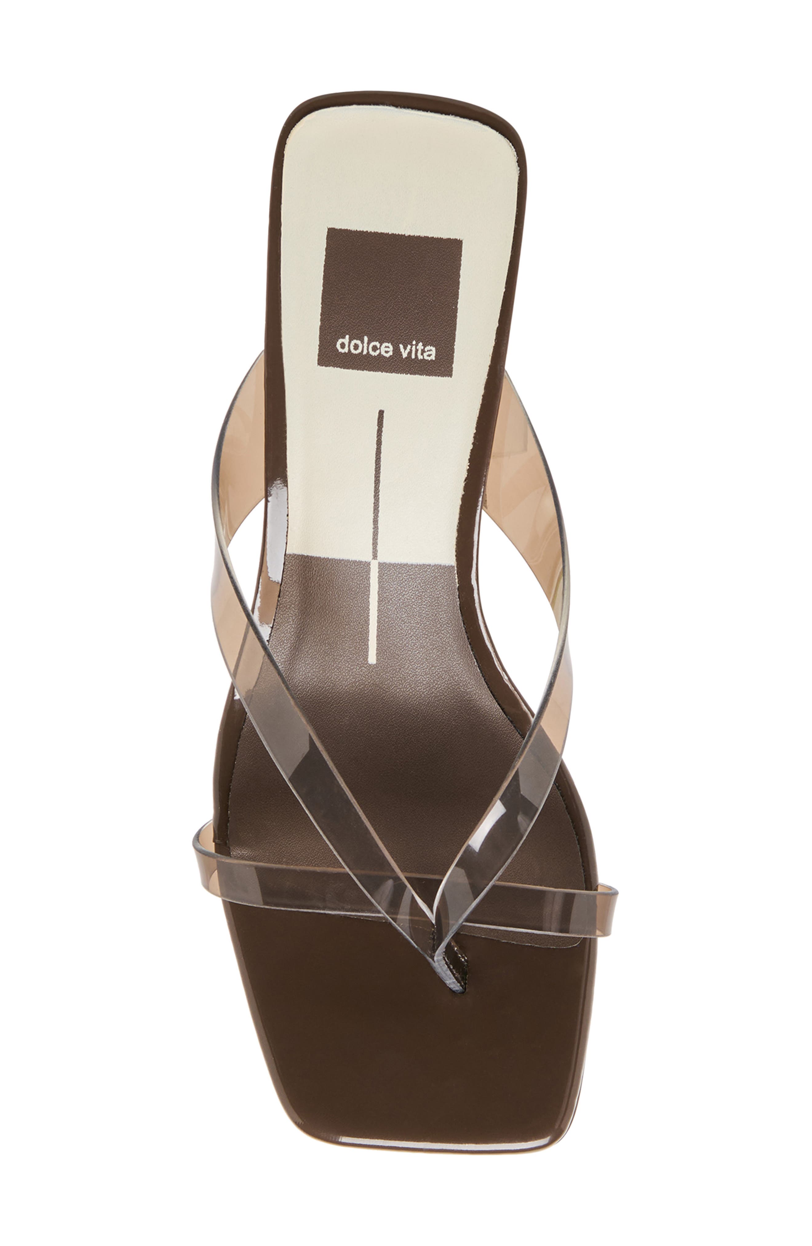 Brevel Vinyl Translucent Strap Sandal, Alternate, color, DARK BROWN JELLY