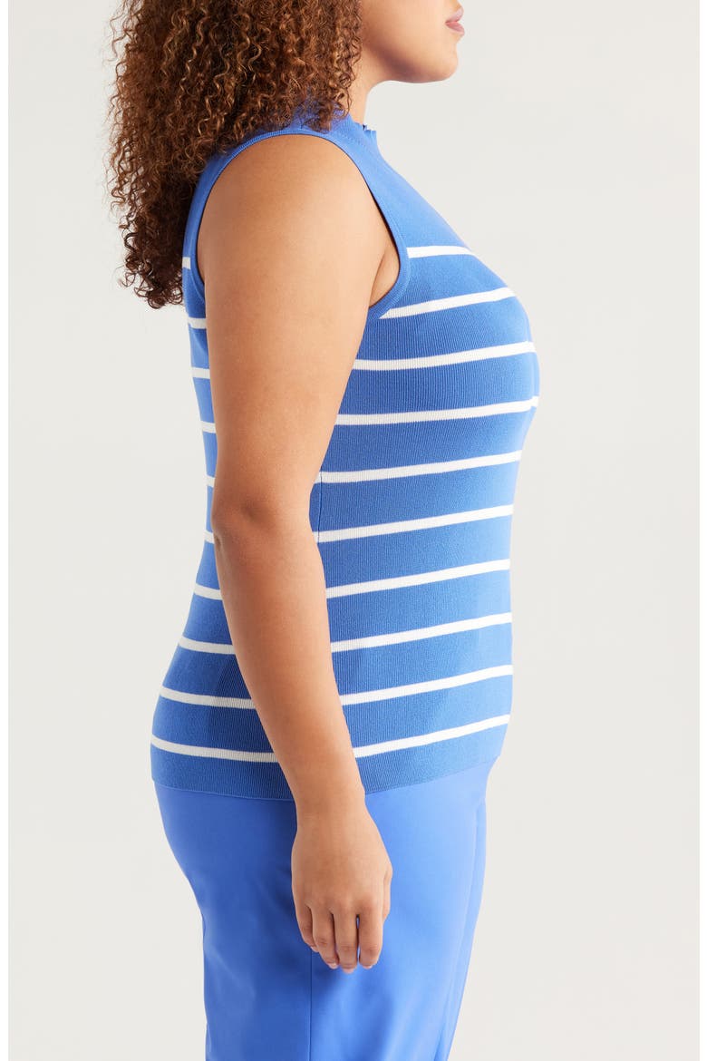 Stripe Sleeveless Mock Neck Sweater, Alternate, color, PACIFIC BLUE IVORY