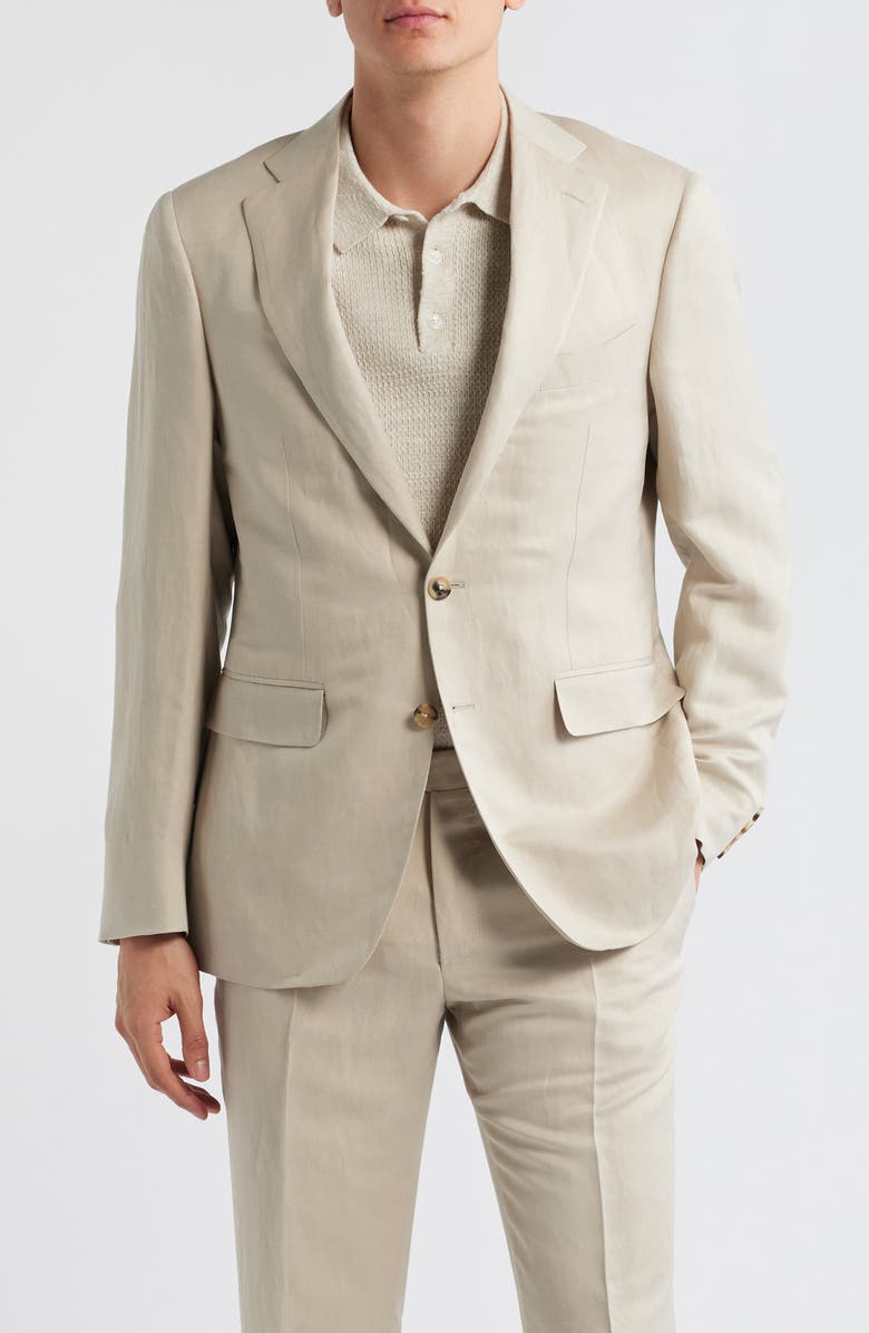 Canali Trim Fit Tan Linen & Silk Suit, Alternate, color, Beige