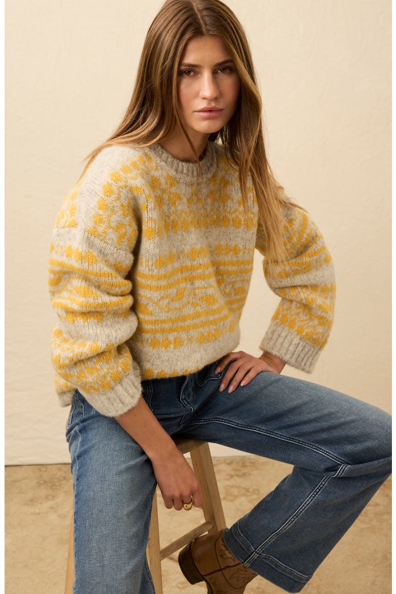 Powder Peak Alpaca Blend Crewneck Sweater, Alternate, color, GLACIER OAT