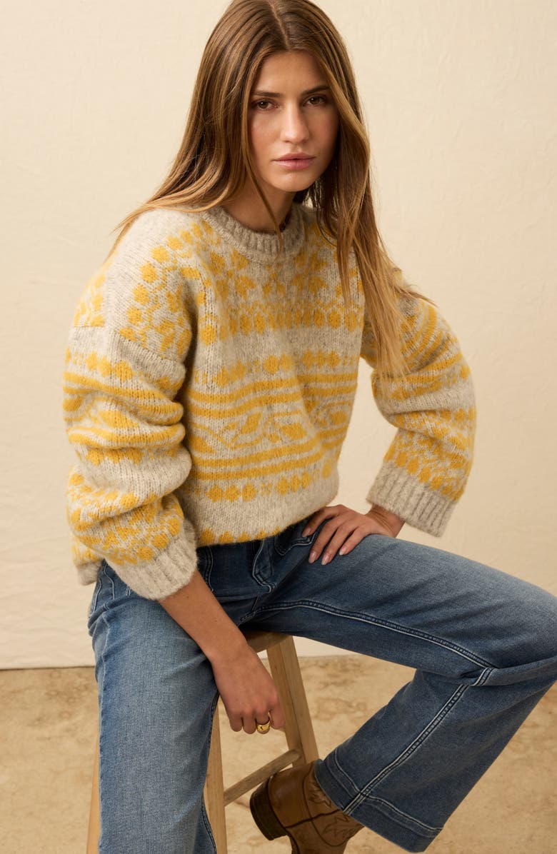 Faherty Powder Peak Alpaca Blend Crewneck Sweater, Alternate, color, Glacier Oat