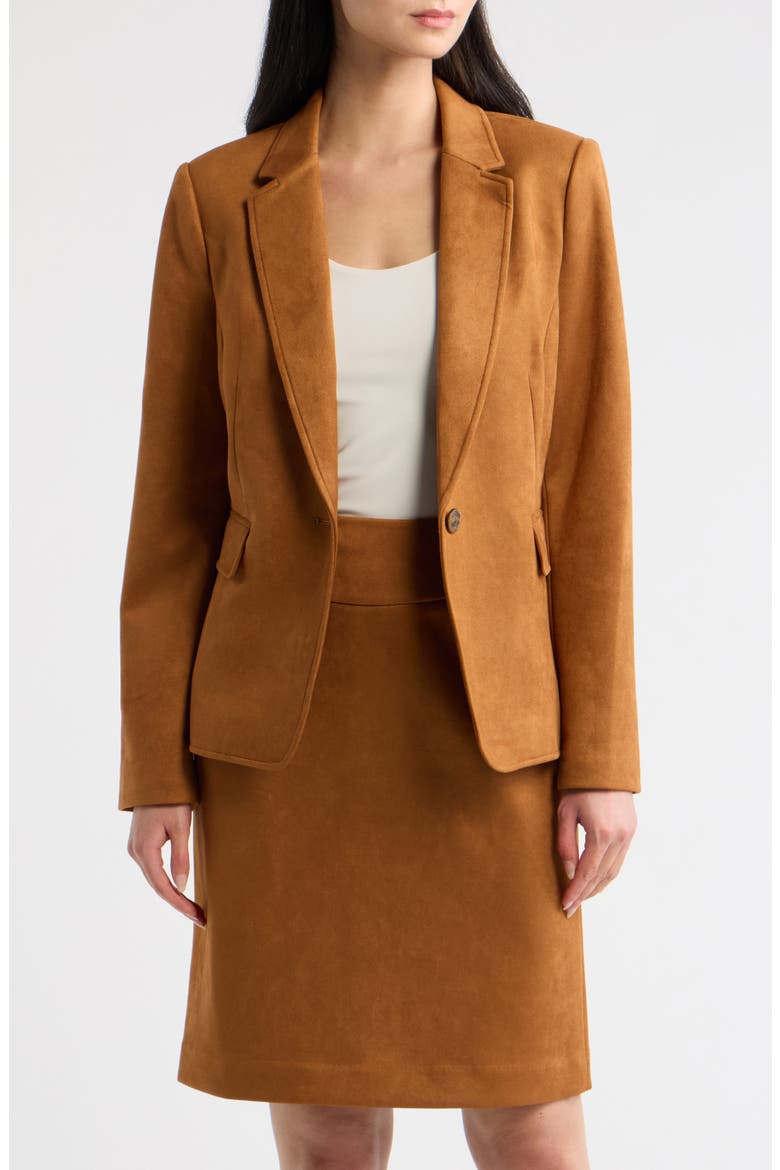Faux Suede Blazer, Alternate, color, LUGGAGE