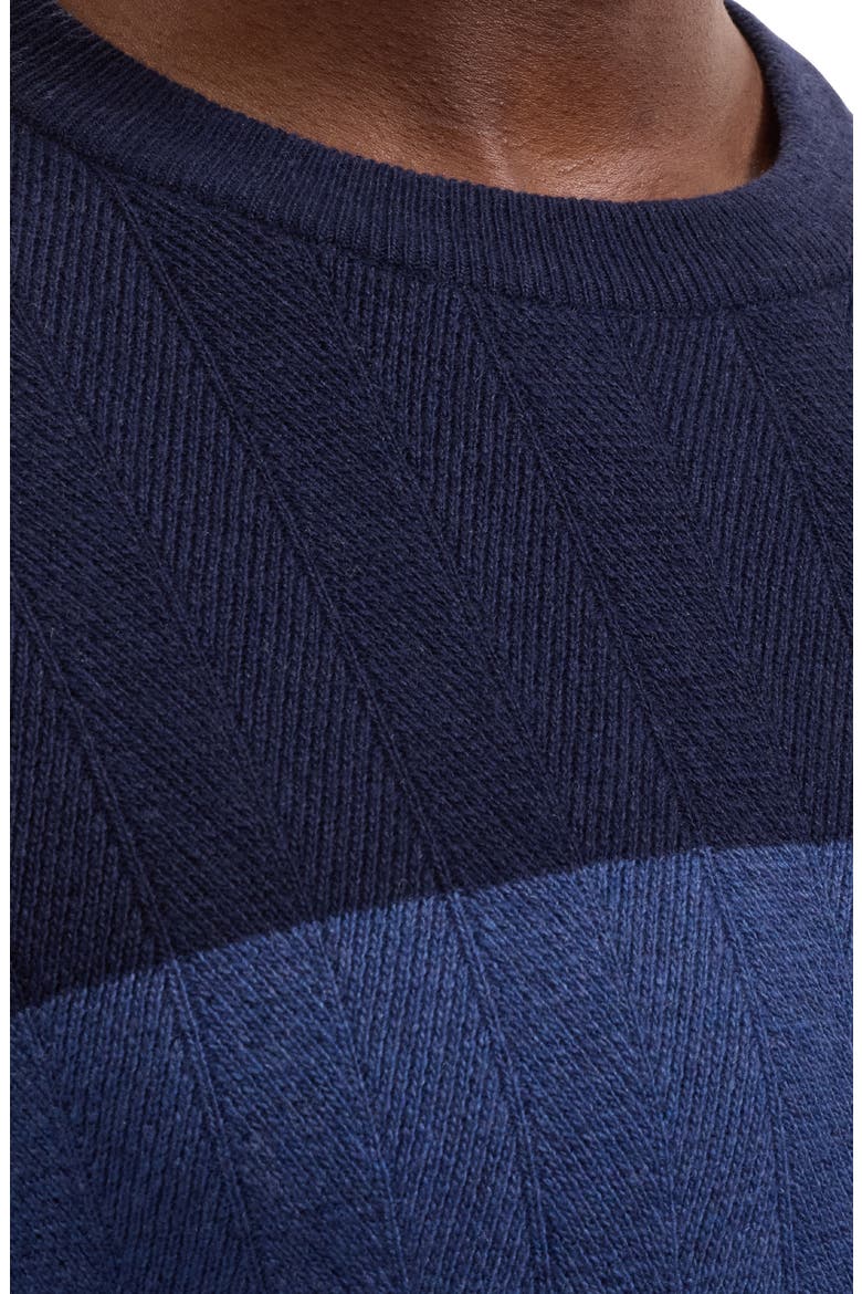 Aran Rib Crewneck Sweater, Alternate, color, NAVY