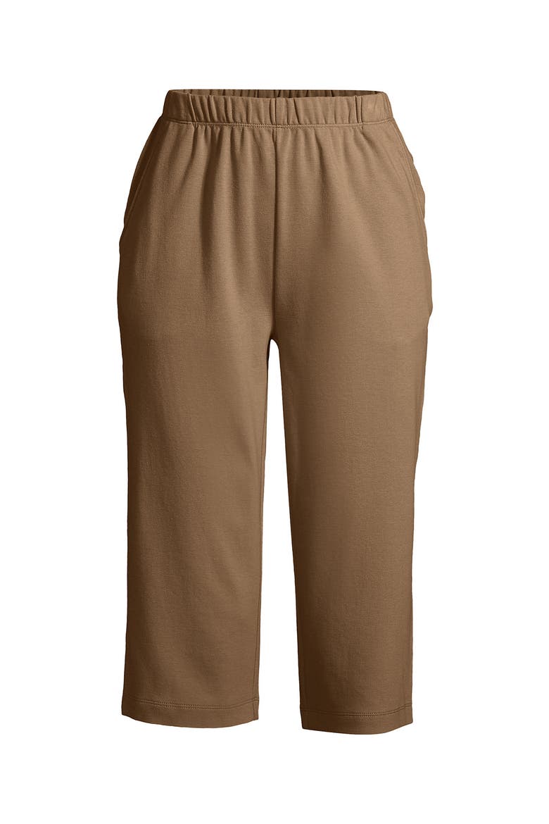 Sport Knit High Rise Elastic Waist Capri Pants, Alternate, color, Rich Camel