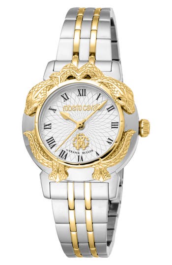 Roberto Cavalli By Franck Muller Bracelet Watch, 32mm In Two Tone Silver & Gold