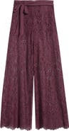 LoveShackFancy Riana Lace Tie Waist Wide Leg Pants