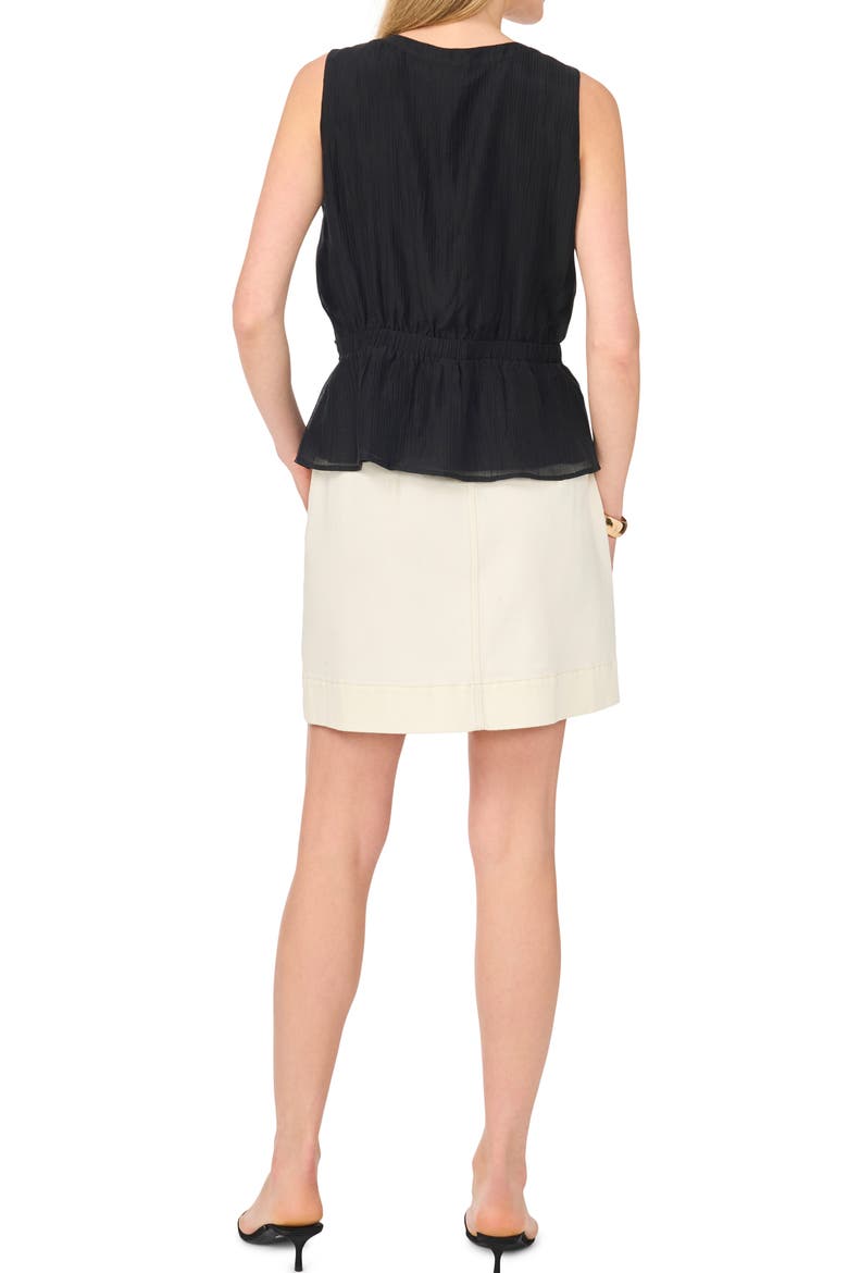 Lace Trim Button-Up Peplum Tank, Alternate, color, RICH BLACK