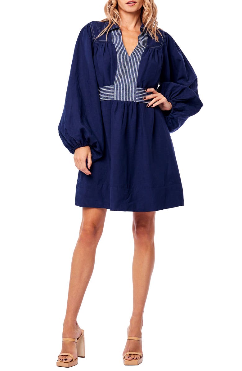 CIEBON Martina Long Sleeve Minidress, Main, color, Navy