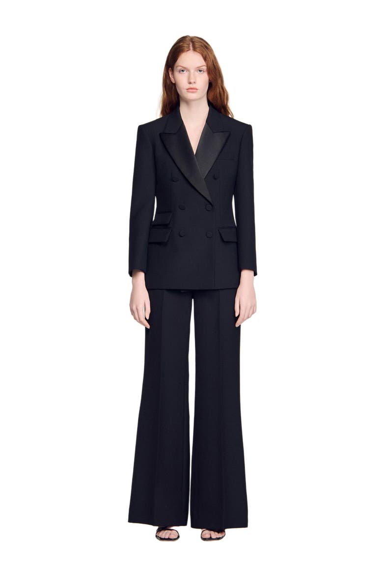Tuxedo jacket with satin collar, Alternate, color, Black