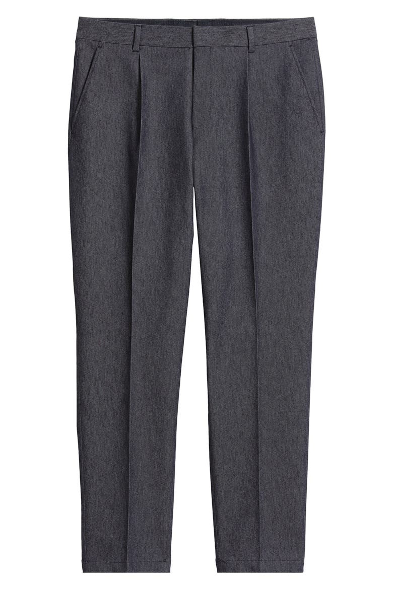 Perin Pleated Stretch Cotton & Virgin Wool Pants, Alternate, color, DARK BLUE