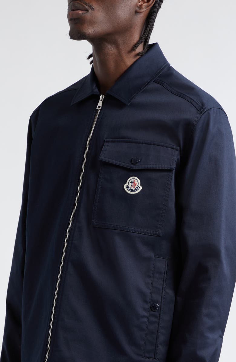 Moncler Stretch Cotton Zip Shirt Jacket, Alternate, color, Cosmic Blue