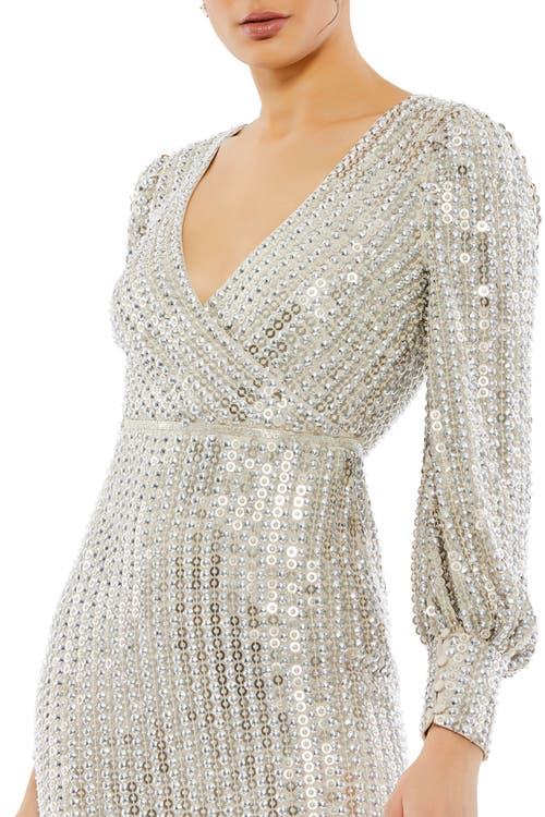 Mac Duggal Midi Dress In Silver